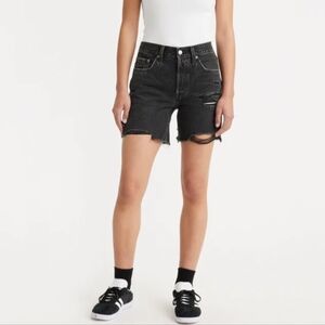 Levi's Black Wash 501 Original High-Rise Mid-Thigh Cotton Jean Shorts Size 26